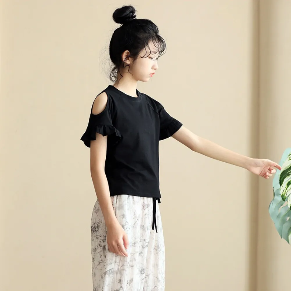 水墨雪纺裤/ 露肩上衣 Painting Cuff Pants/ Shoulder Cut-Out Tops