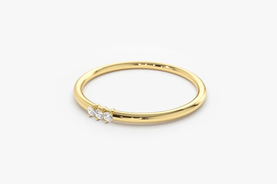 0.05CTW Round Cut Natural Diamond Minimalist Wedding Band