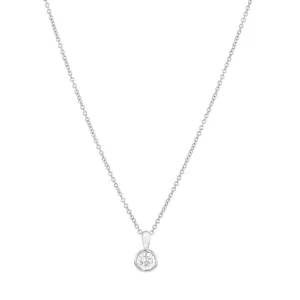 0.15ct Brilliant Cut Diamond Rubover Pendant | Pre-Loved | 9K White Gold