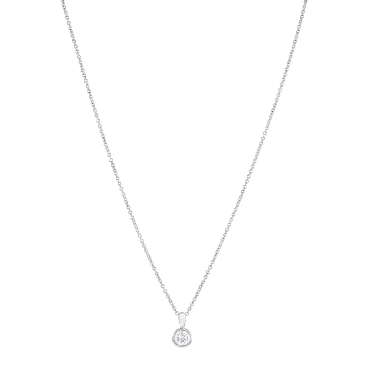 0.15ct Brilliant Cut Diamond Rubover Pendant | Pre-Loved | 9K White Gold