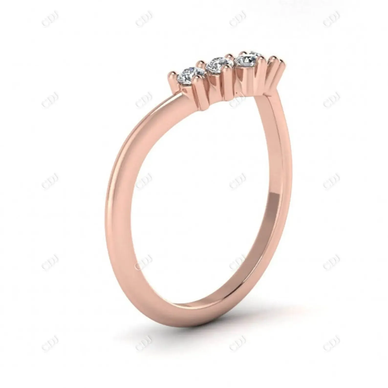 0.15CTW Round Lab Grown Diamond Curved Wedding Band
