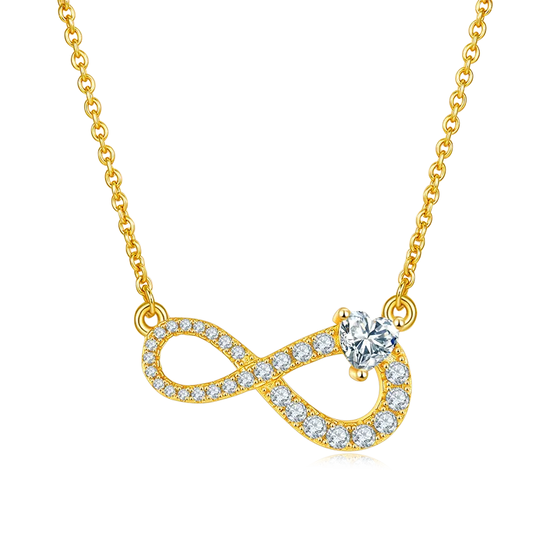 0.5 Carat Heart Shape Moissanite Infinite Symbol Pendant Sterling Silver Necklace