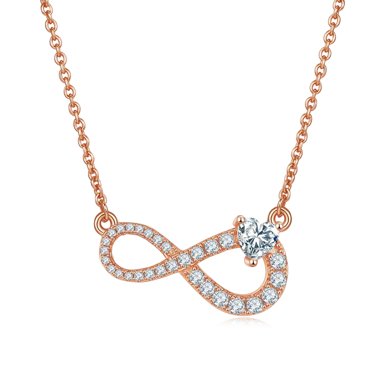 0.5 Carat Heart Shape Moissanite Infinite Symbol Pendant Sterling Silver Necklace