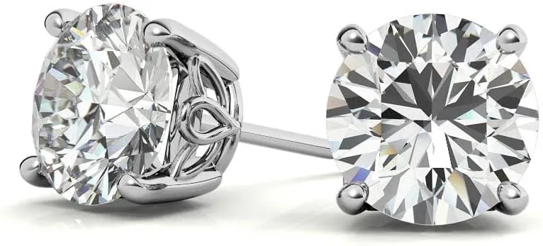 0.92Ct Brilliant Round Cut ideal VVS1 Conflict Free Gemstone Solitaire Genuine Moissanite Classic Designer 925 Silver Stud Earrings With Push Back Minimalist Wedding Bridal Earrings For Women