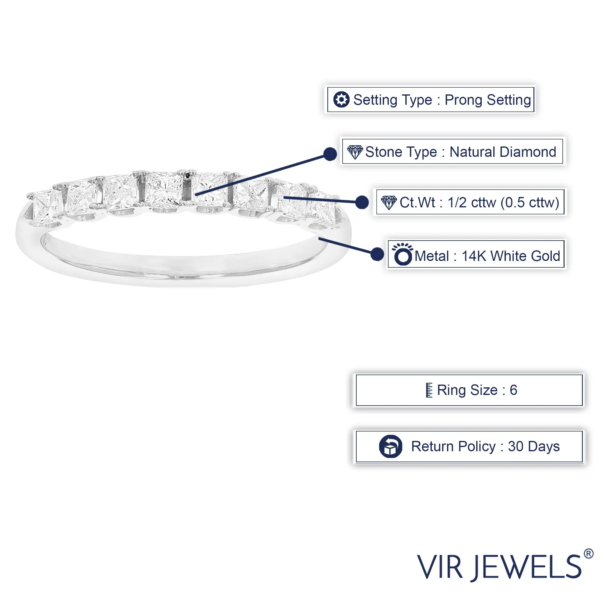 1 cttw Princess Diamond Wedding Band in 14K Gold