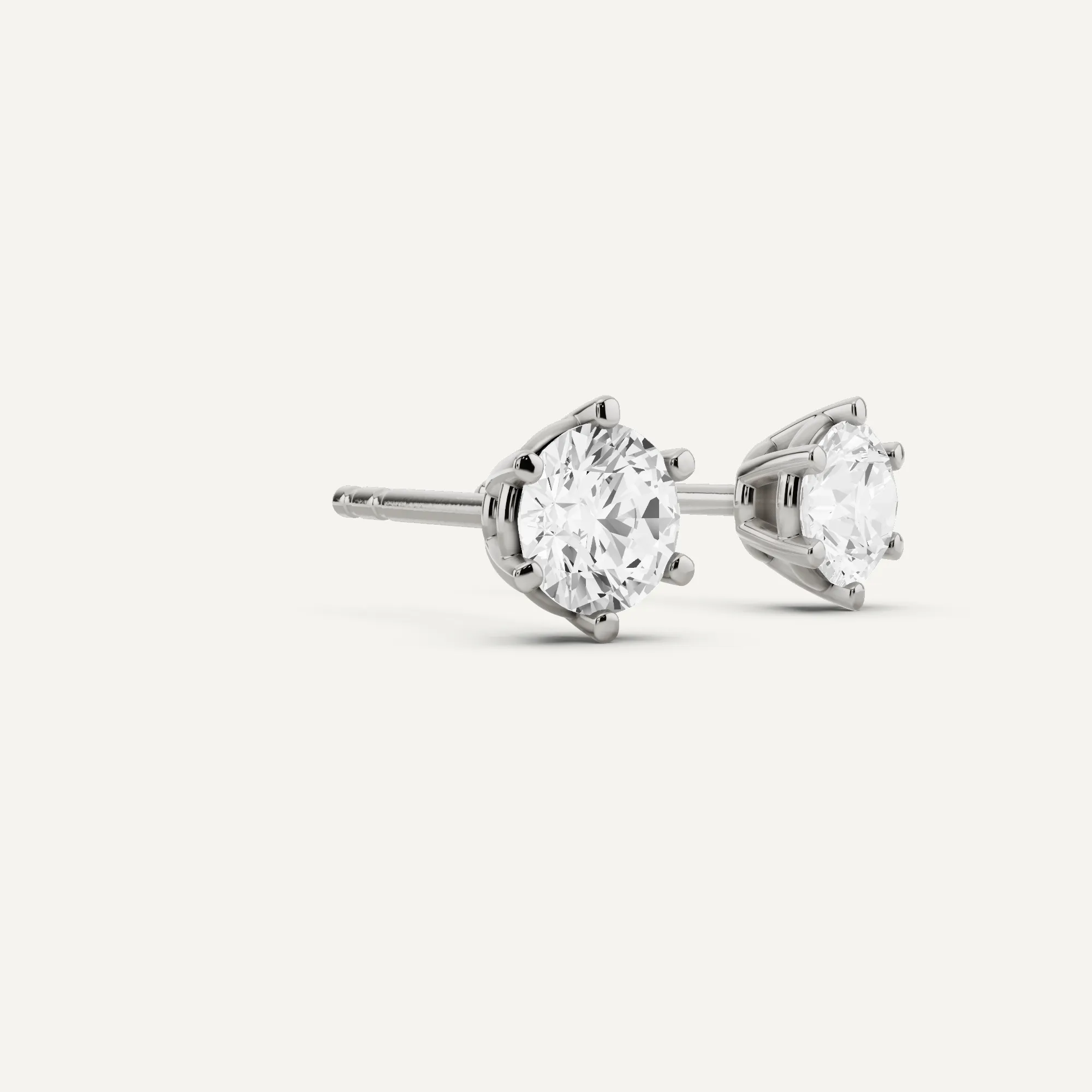 1 ctw Round Diamond Six Prong Stud Earrings