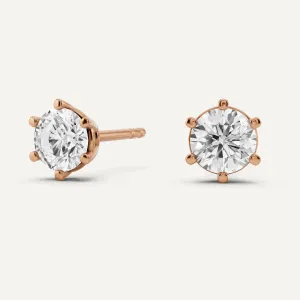 1 ctw Round Diamond Six Prong Stud Earrings
