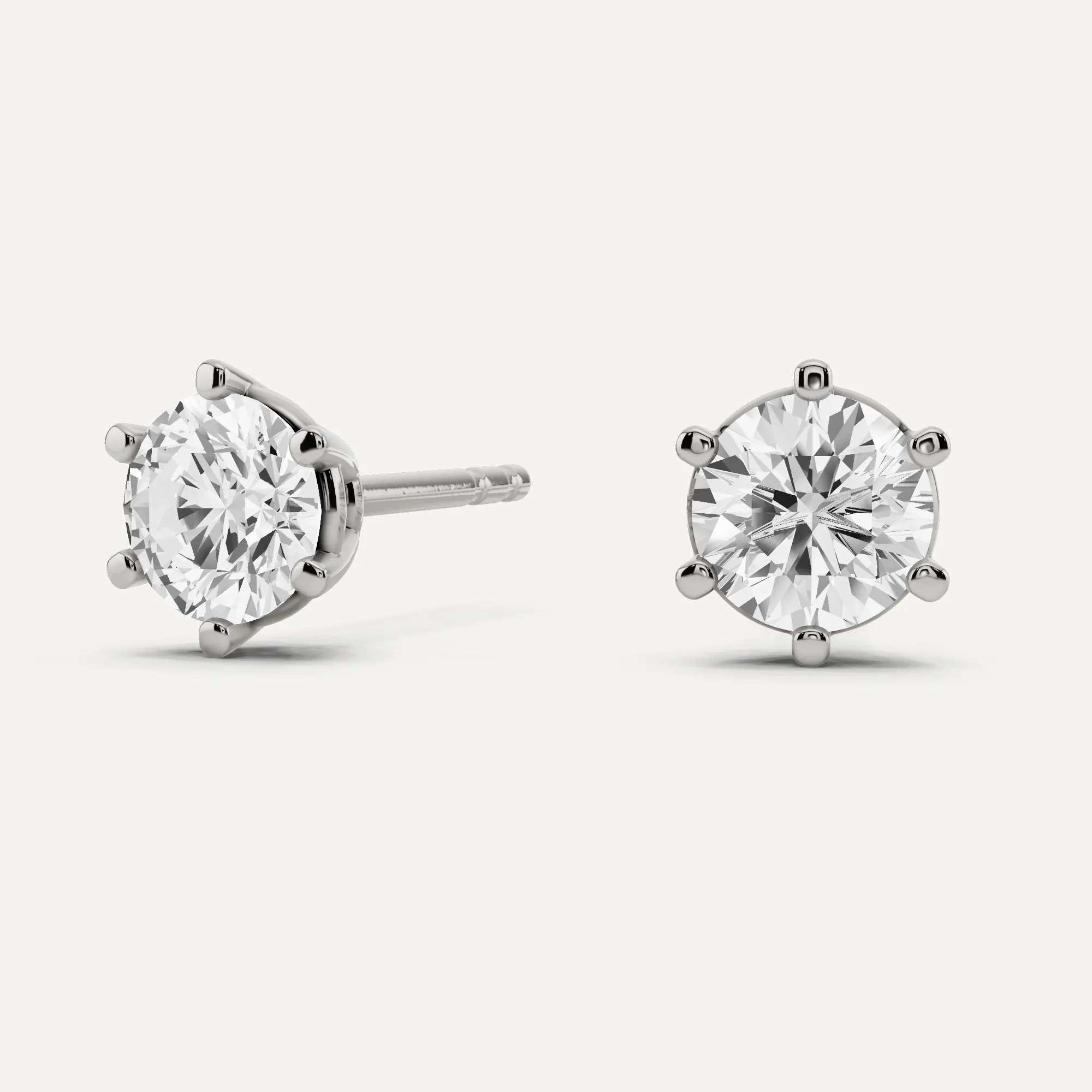 1 ctw Round Diamond Six Prong Stud Earrings