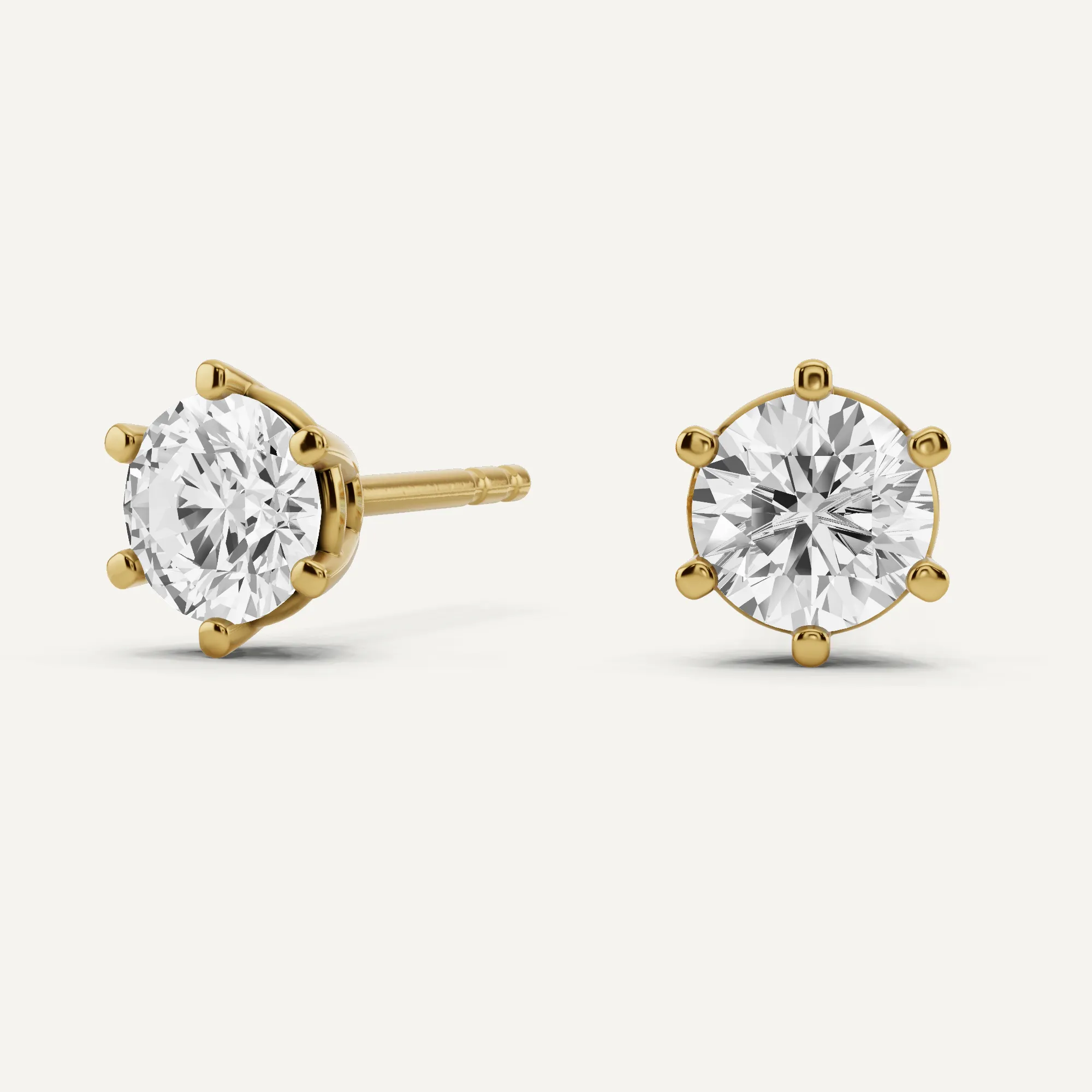 1 ctw Round Diamond Six Prong Stud Earrings