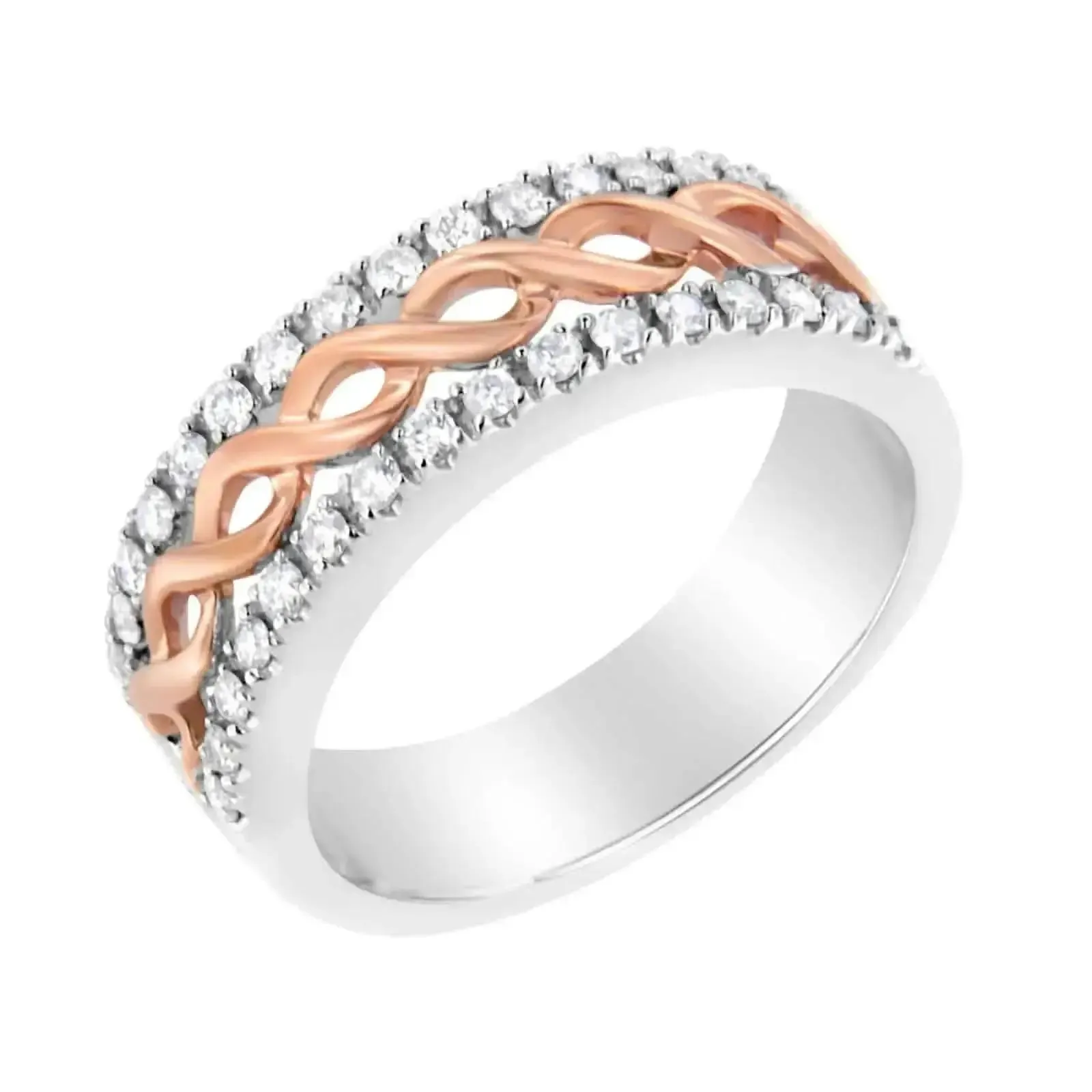 10K White and Rose Gold Diamond Infinity Heart Engagement Ring - .33 Cttw, Size 8