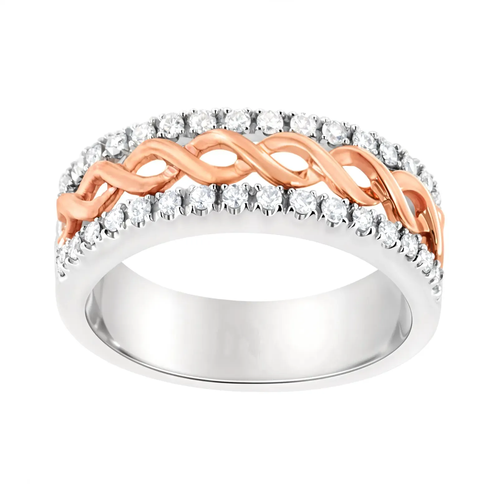 10K White and Rose Gold Diamond Infinity Heart Engagement Ring - .33 Cttw, Size 8