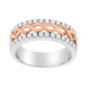 10K White and Rose Gold Diamond Infinity Heart Engagement Ring - .33 Cttw, Size 8