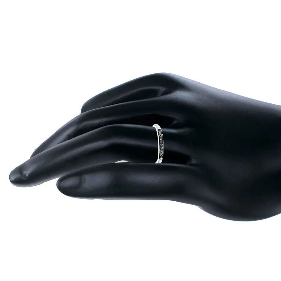 1/10 cttw Ten Black Diamond Band in .925 Sterling Silver