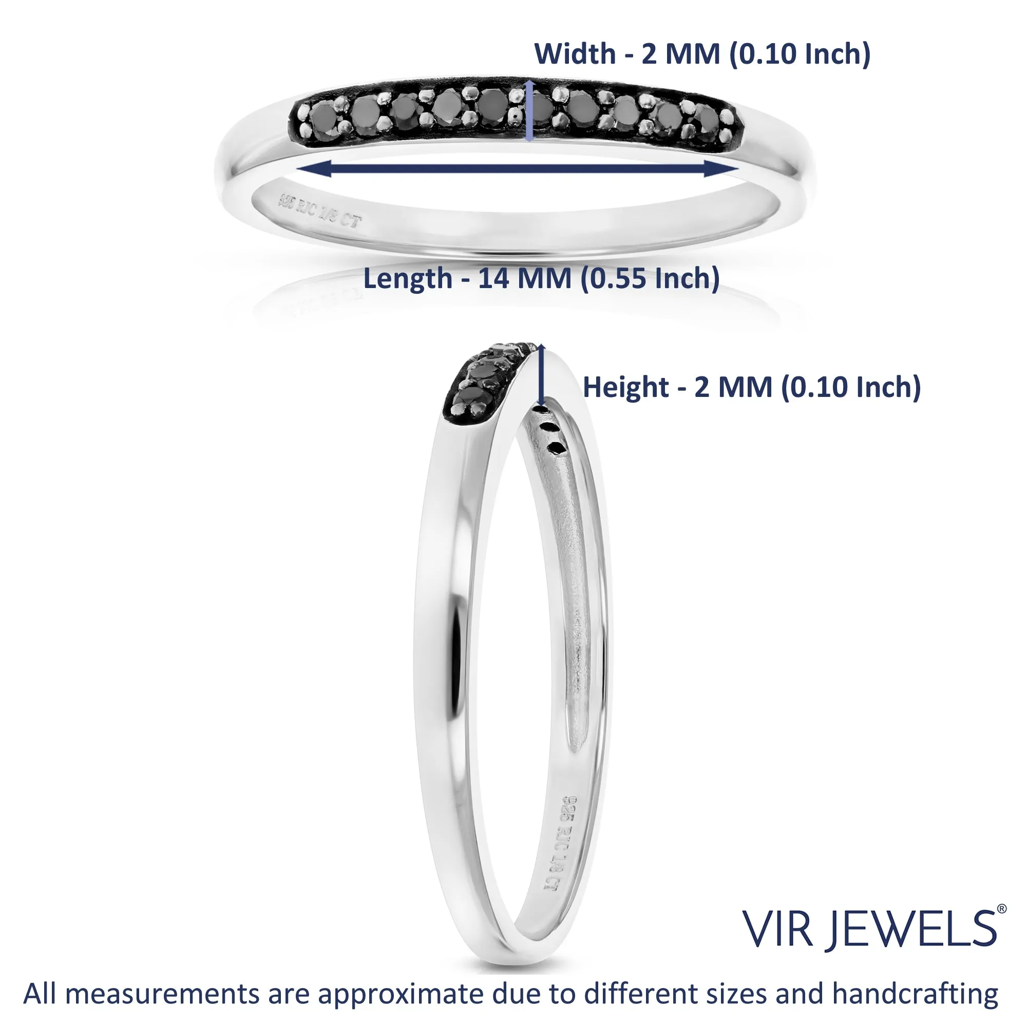 1/10 cttw Ten Black Diamond Band in .925 Sterling Silver
