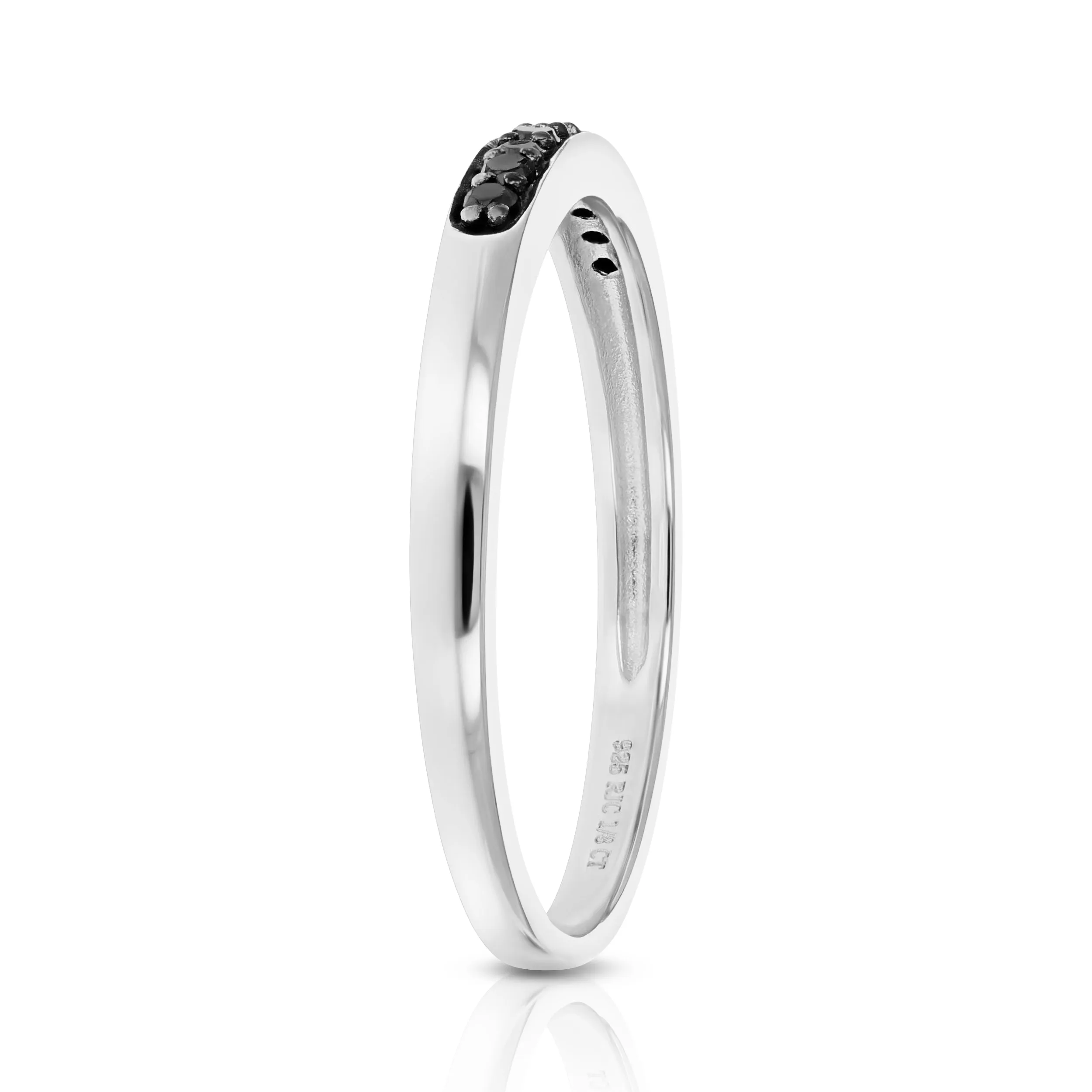 1/10 cttw Ten Black Diamond Band in .925 Sterling Silver