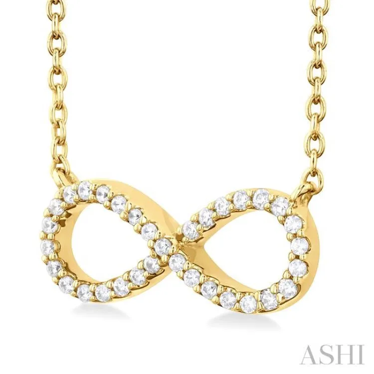 1/10 Ctw Round Cut Diamond Infinity Pendant in 10K Yellow Gold