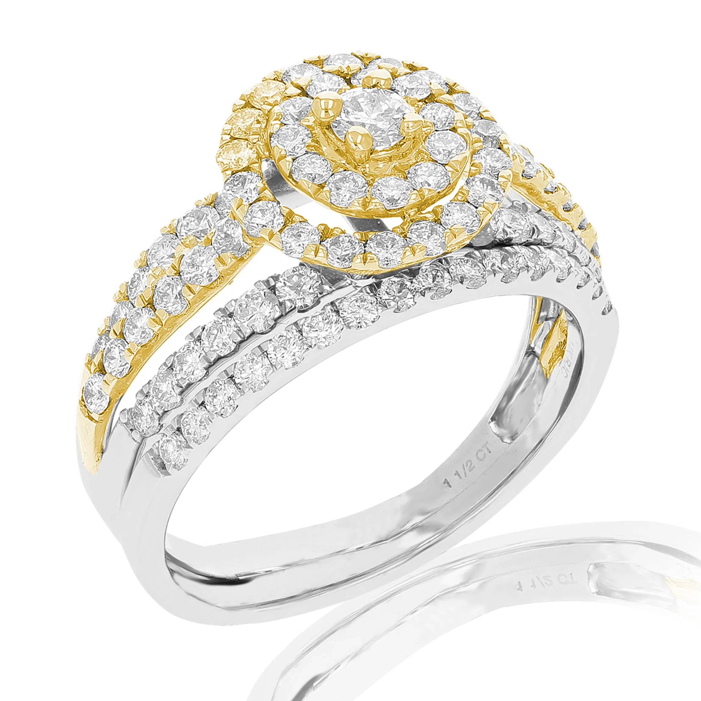 1.25 cttw Diamond Bridal Set in Tow Tone Gold