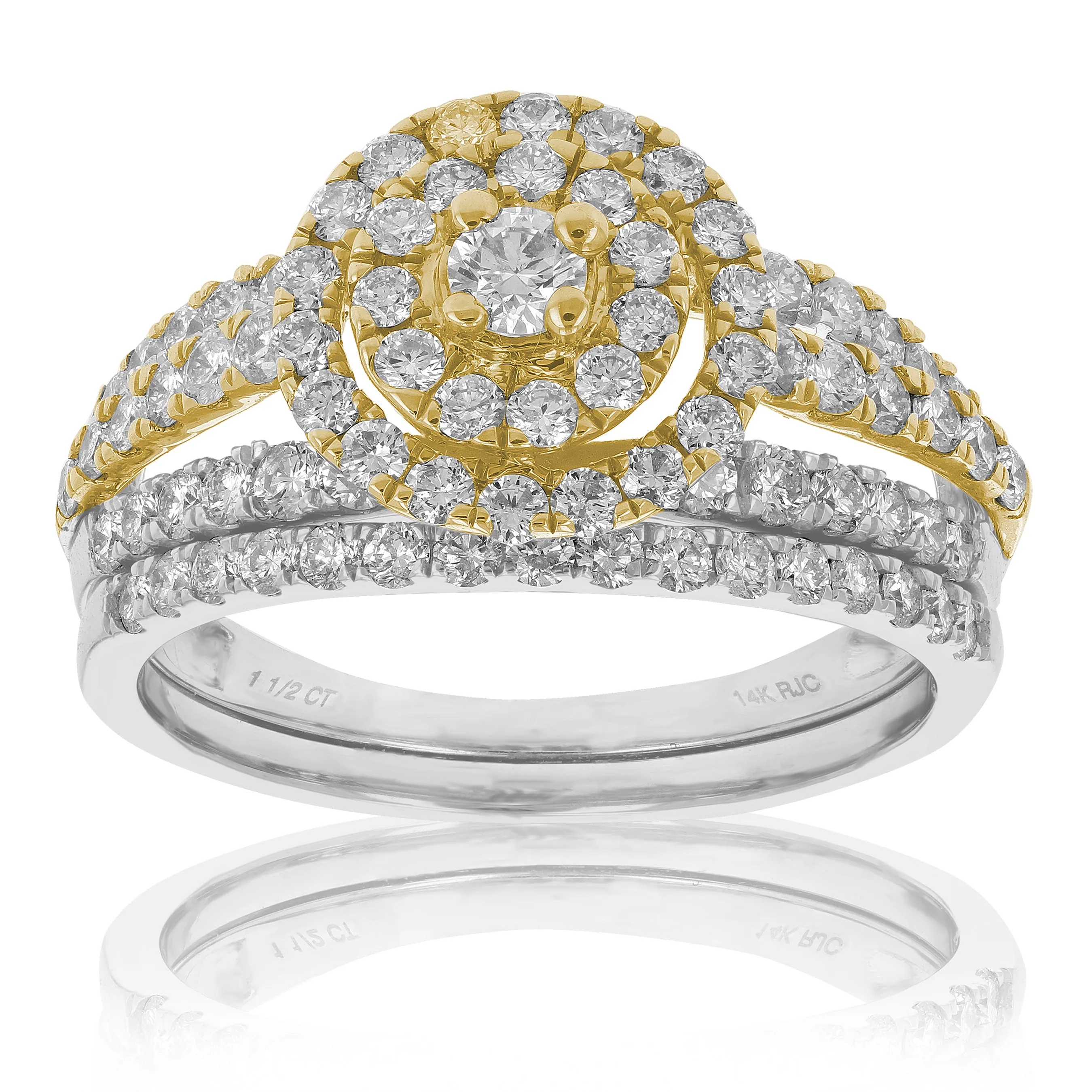 1.25 cttw Diamond Bridal Set in Tow Tone Gold