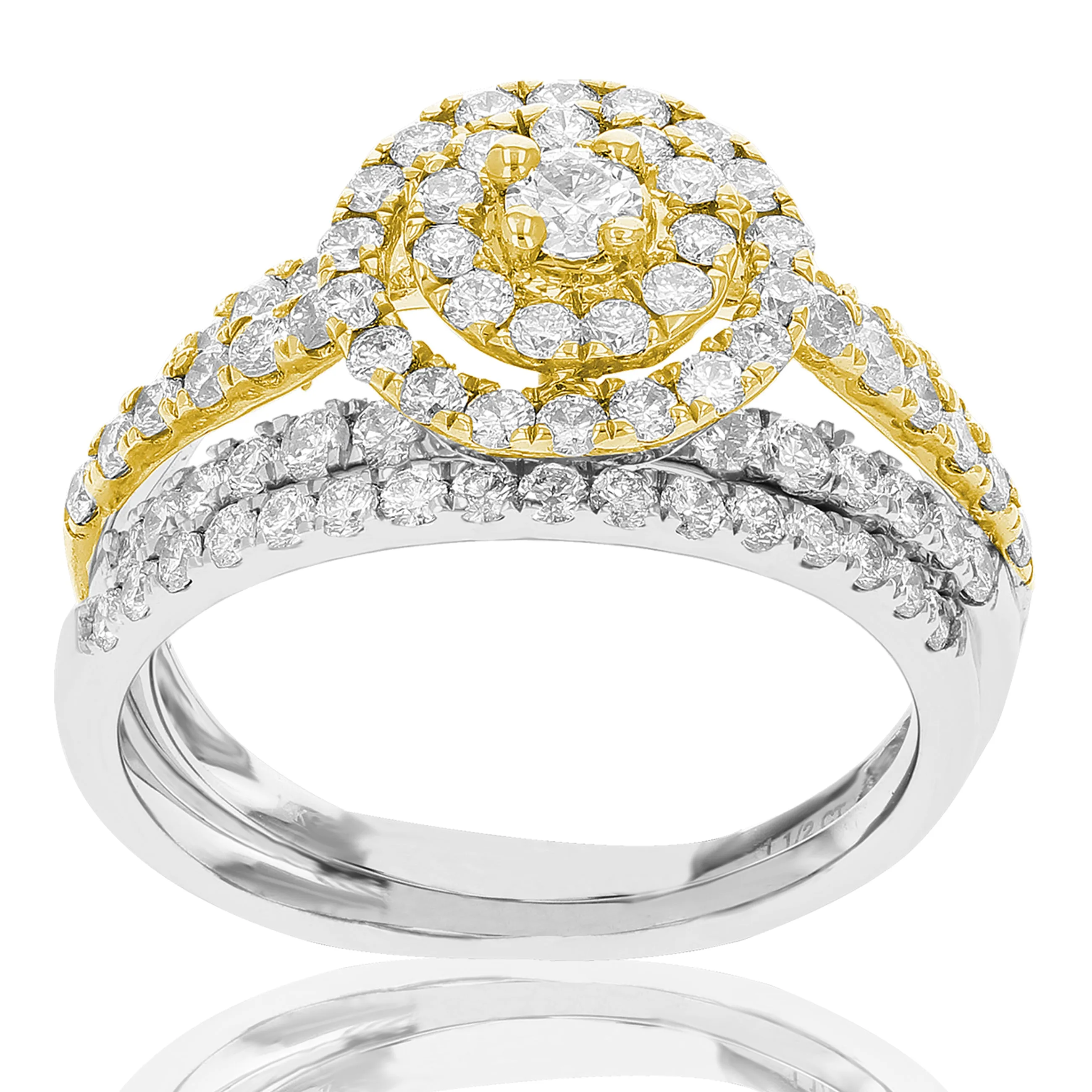 1.25 cttw Diamond Bridal Set in Tow Tone Gold