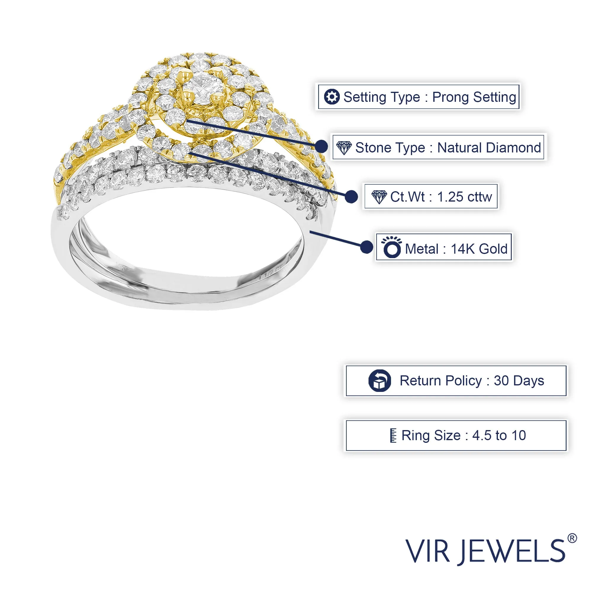 1.25 cttw Diamond Bridal Set in Tow Tone Gold