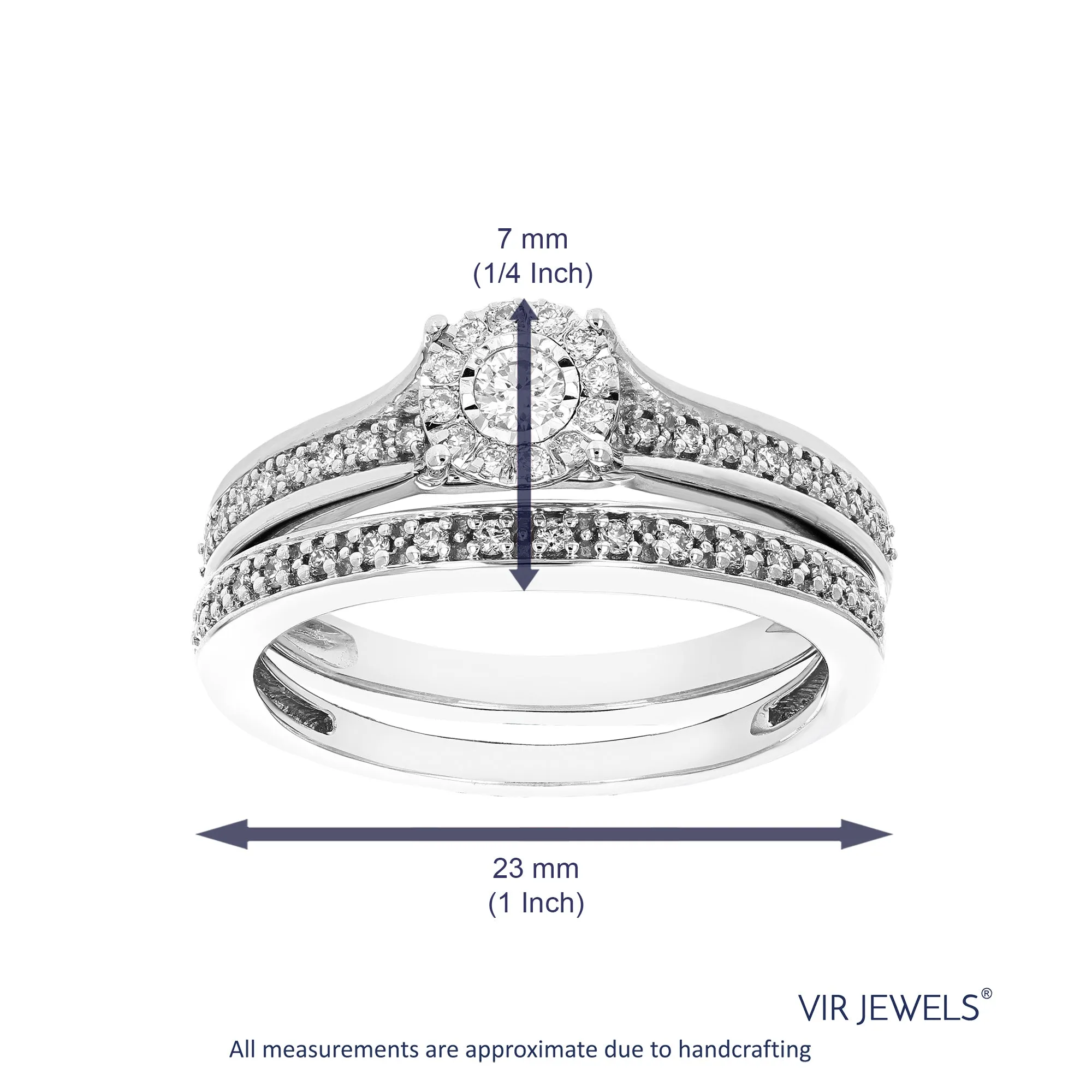 1/3 cttw Lab Grown Diamond Spilt Shank Bridal Ring Set in Silver