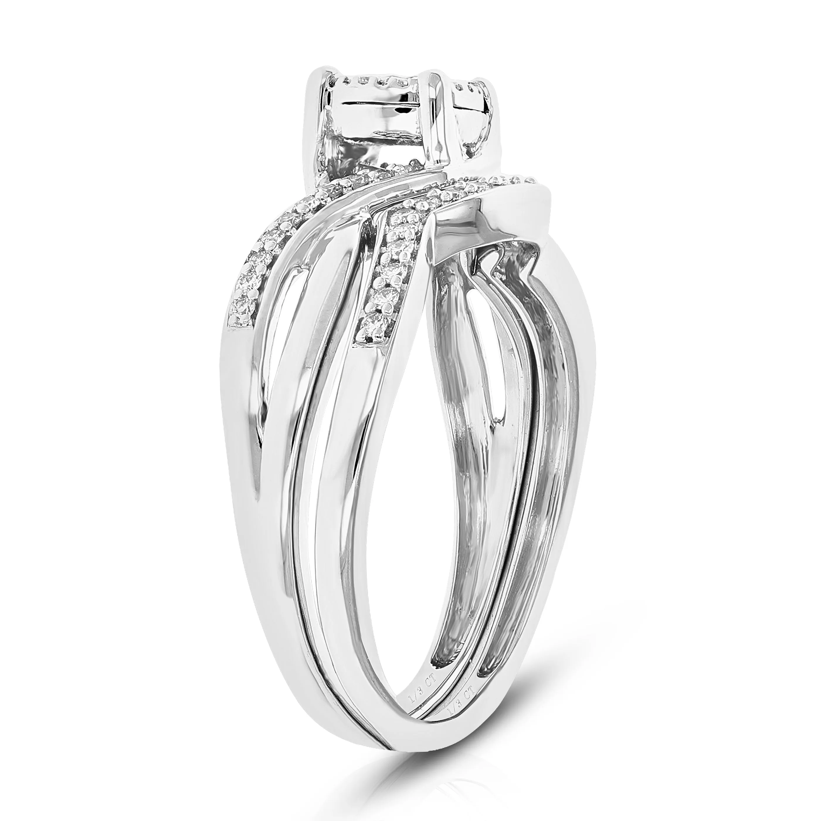 1/3 cttw Lab Grown Diamond Twisted Bridal Ring Set Sterling Silver