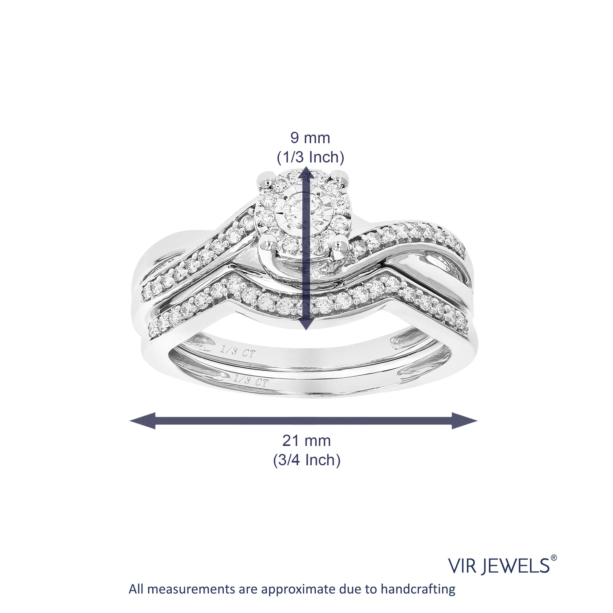 1/3 cttw Lab Grown Diamond Twisted Bridal Ring Set Sterling Silver
