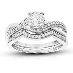 1/3 cttw Lab Grown Diamond Twisted Bridal Ring Set Sterling Silver