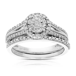 1/4 cttw Oval Lab Grown Diamond Bridal Ring Set in Sterling Silver