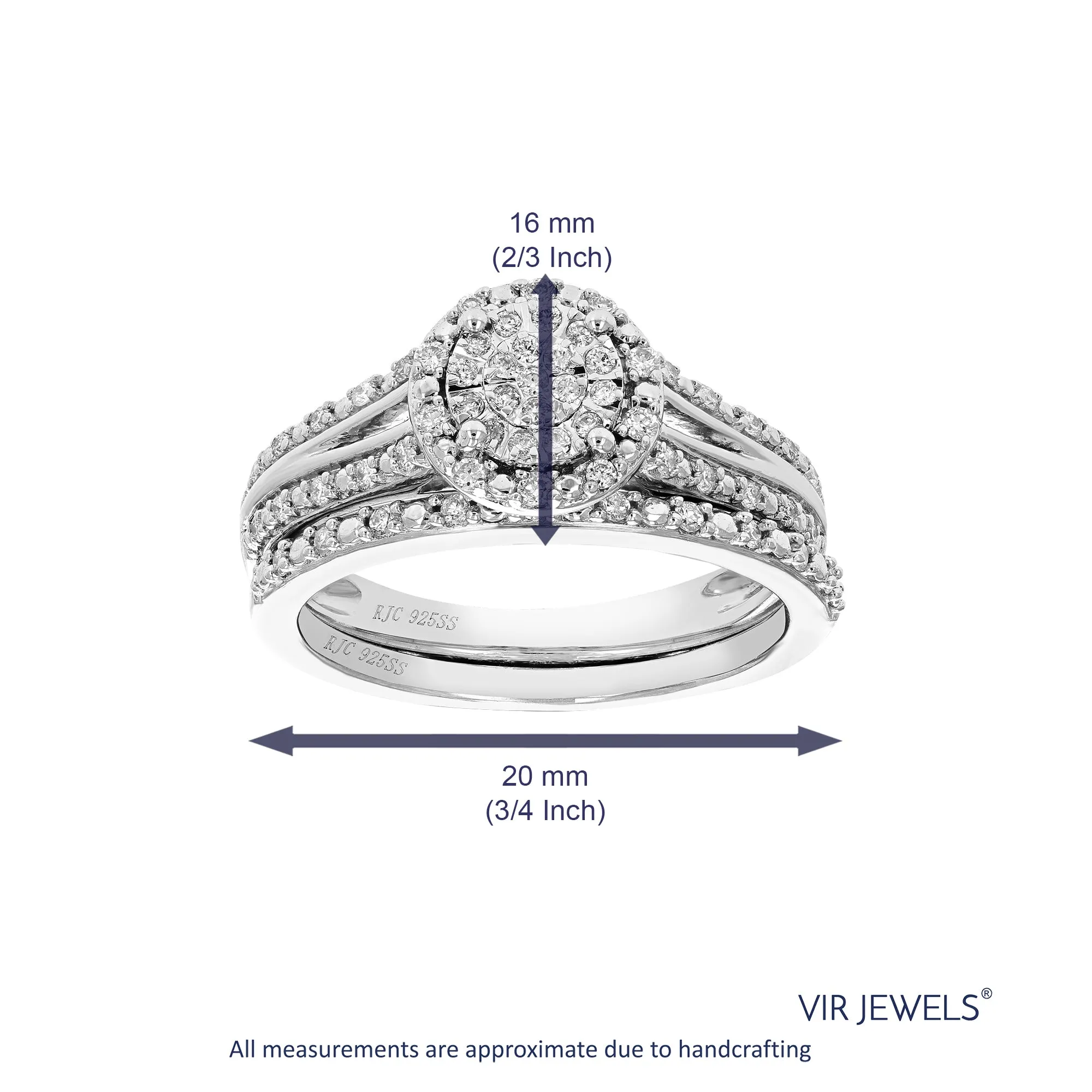 1/4 cttw Oval Lab Grown Diamond Bridal Ring Set in Sterling Silver