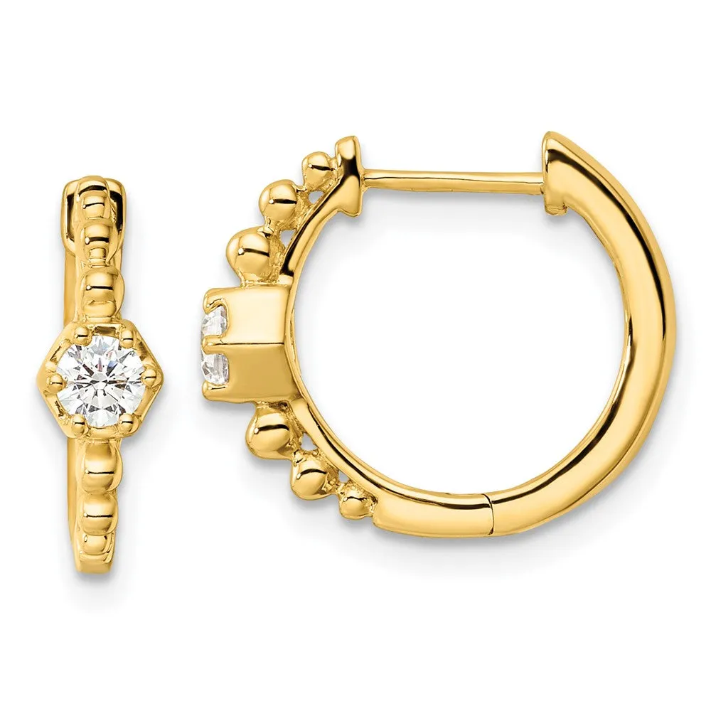 14k Gold 0.28 ct Lab Grown Diamond Hinged Hoop Earrings VS Clarity, D-E Color