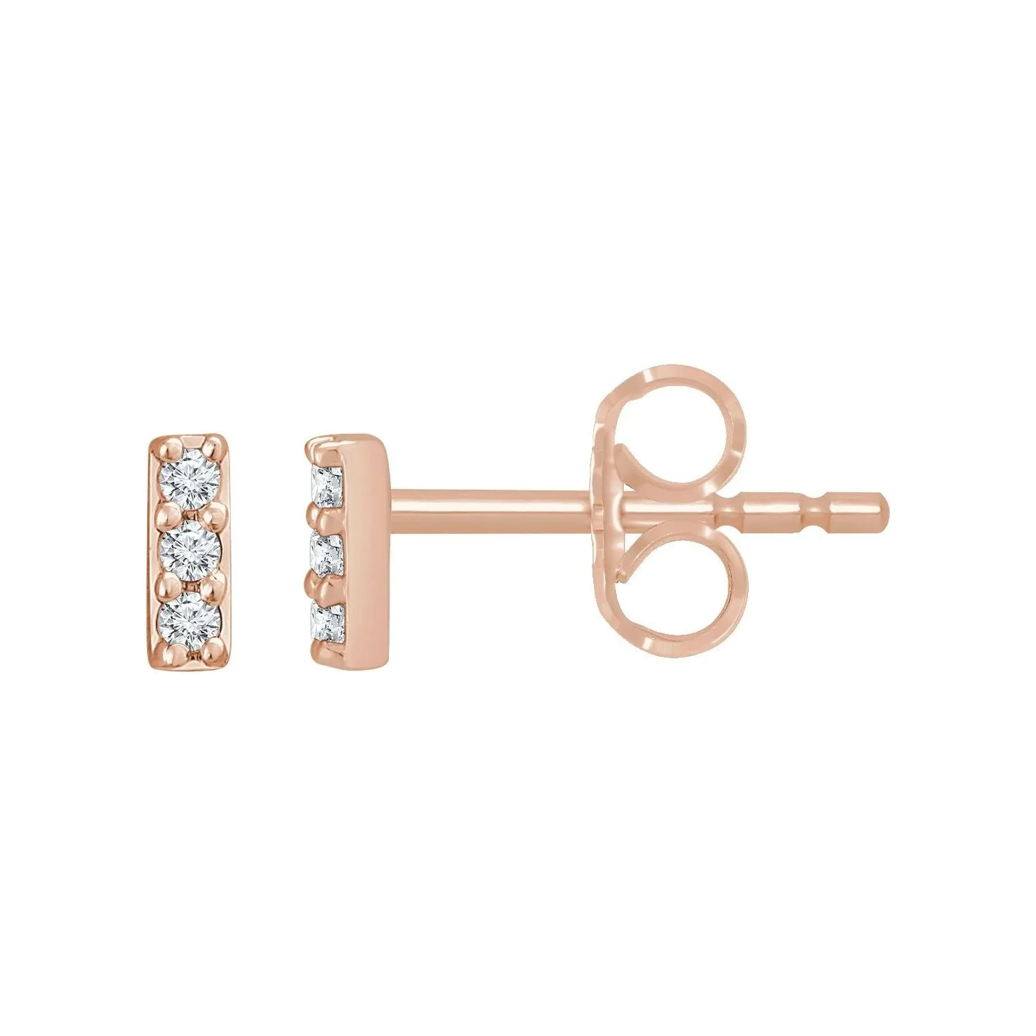 14K Gold .05ct Lab-Grown Diamond Bar Stud Earrings Clarity SI, Color G-H