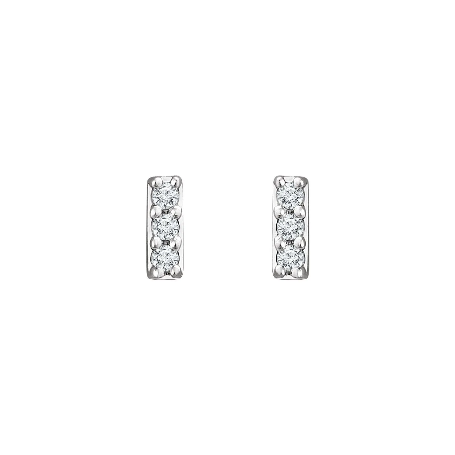 14K Gold .05ct Lab-Grown Diamond Bar Stud Earrings Clarity SI, Color G-H