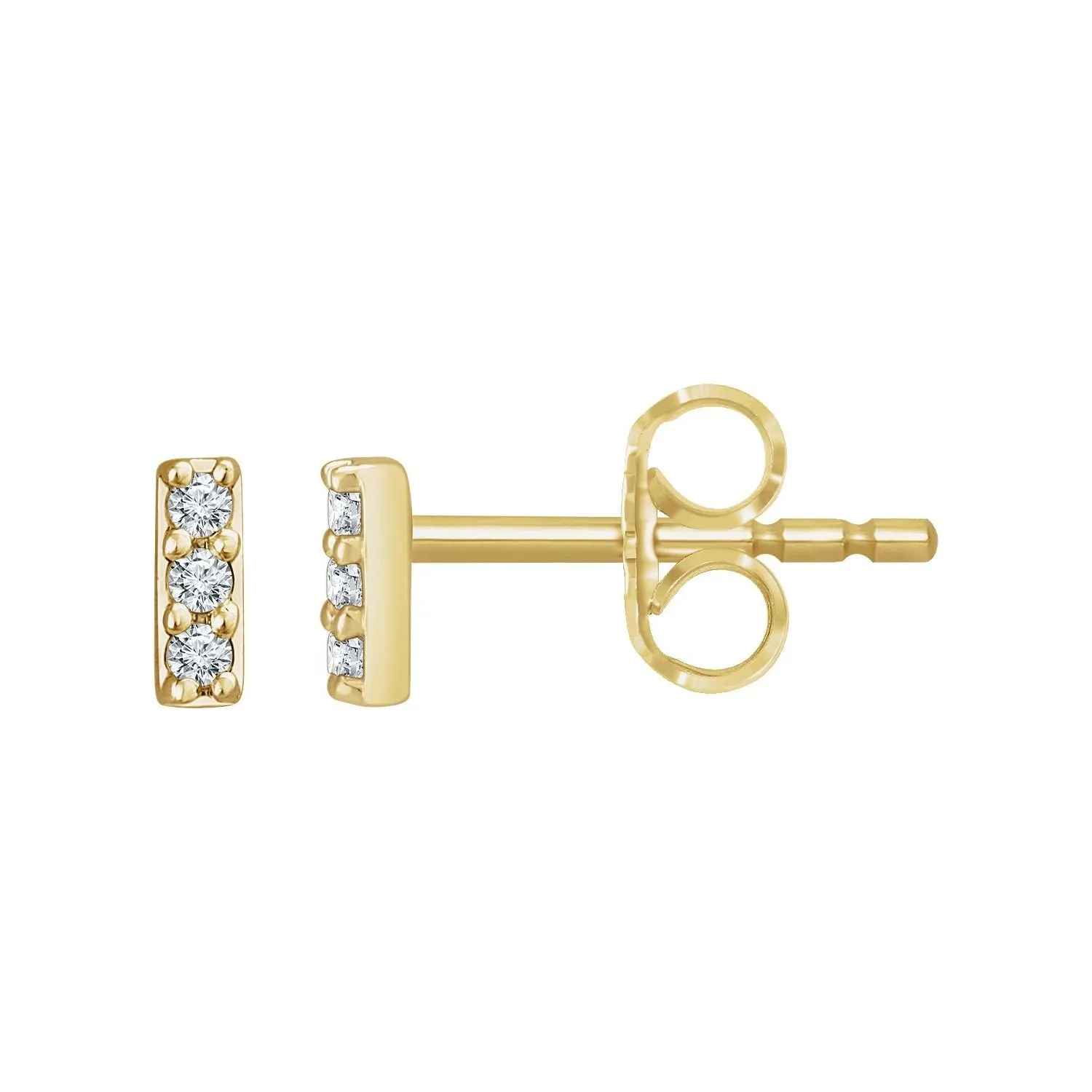 14K Gold .05ct Lab-Grown Diamond Bar Stud Earrings Clarity SI, Color G-H