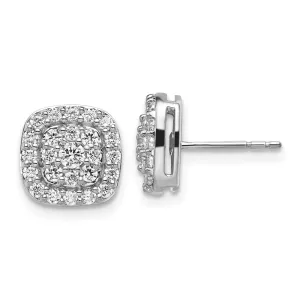 14k Gold 0.88 ct Lab Grown Diamond Squared Halo Stud Earrings VS Clarity, G-H Color