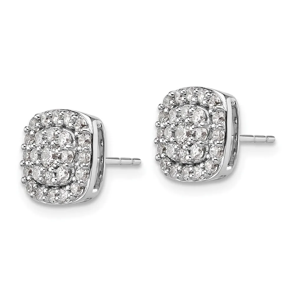 14k Gold 0.88 ct Lab Grown Diamond Squared Halo Stud Earrings VS Clarity, G-H Color