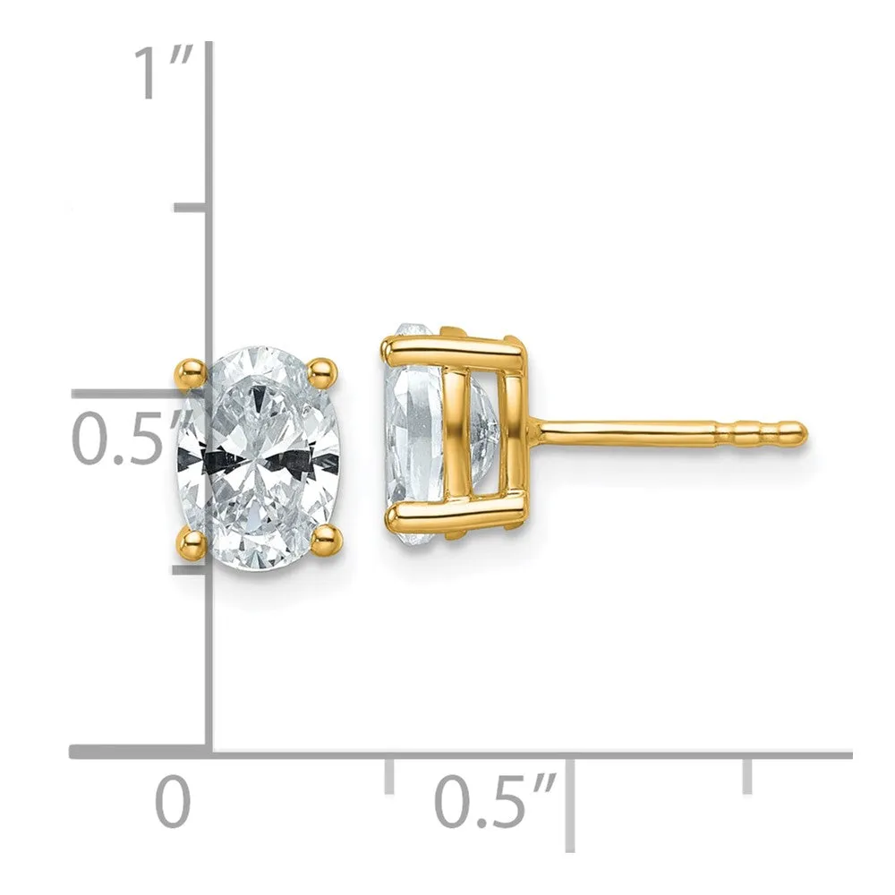 14k Gold 1 1/2 ct Oval Lab Grown Diamond Stud Earrings VS Clarity, G-H Color