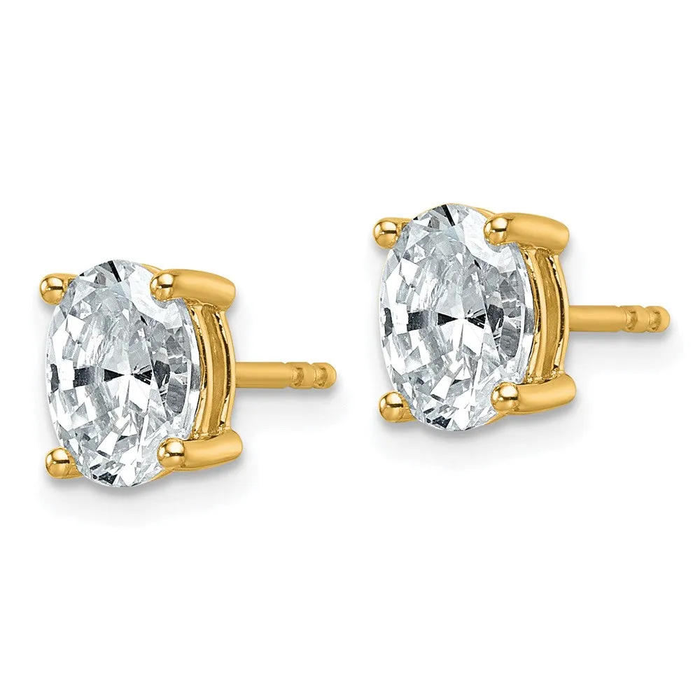 14k Gold 1 1/2 ct Oval Lab Grown Diamond Stud Earrings VS Clarity, G-H Color