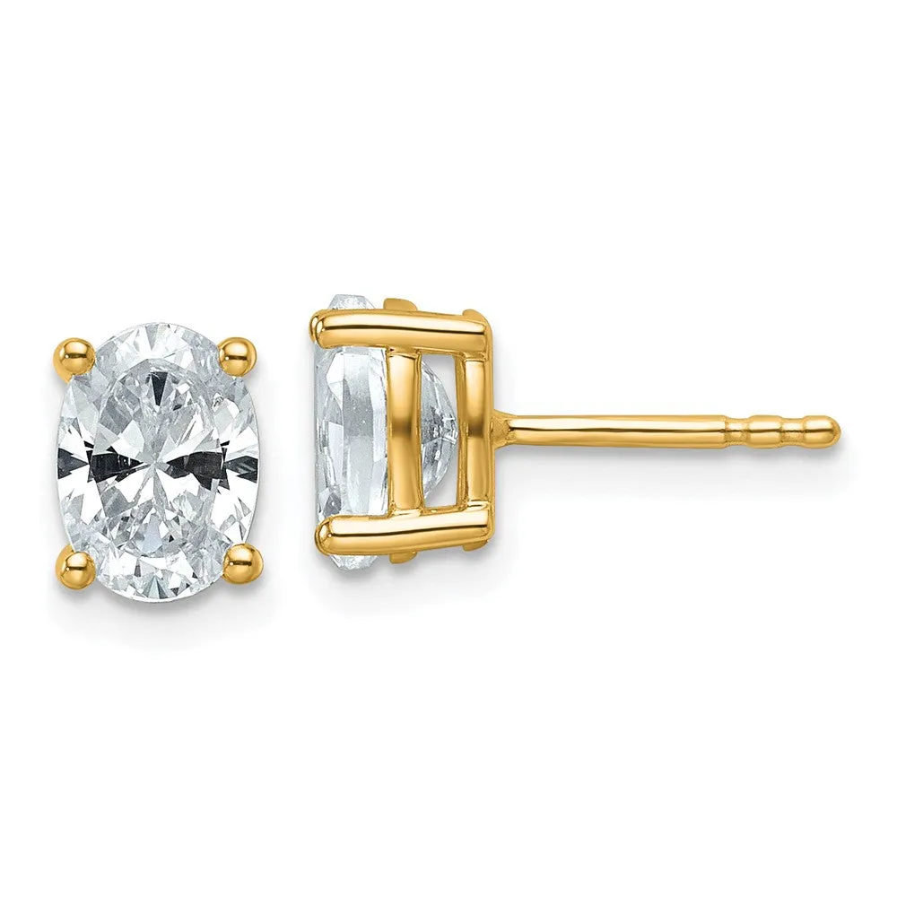 14k Gold 1 1/2 ct Oval Lab Grown Diamond Stud Earrings VS Clarity, G-H Color
