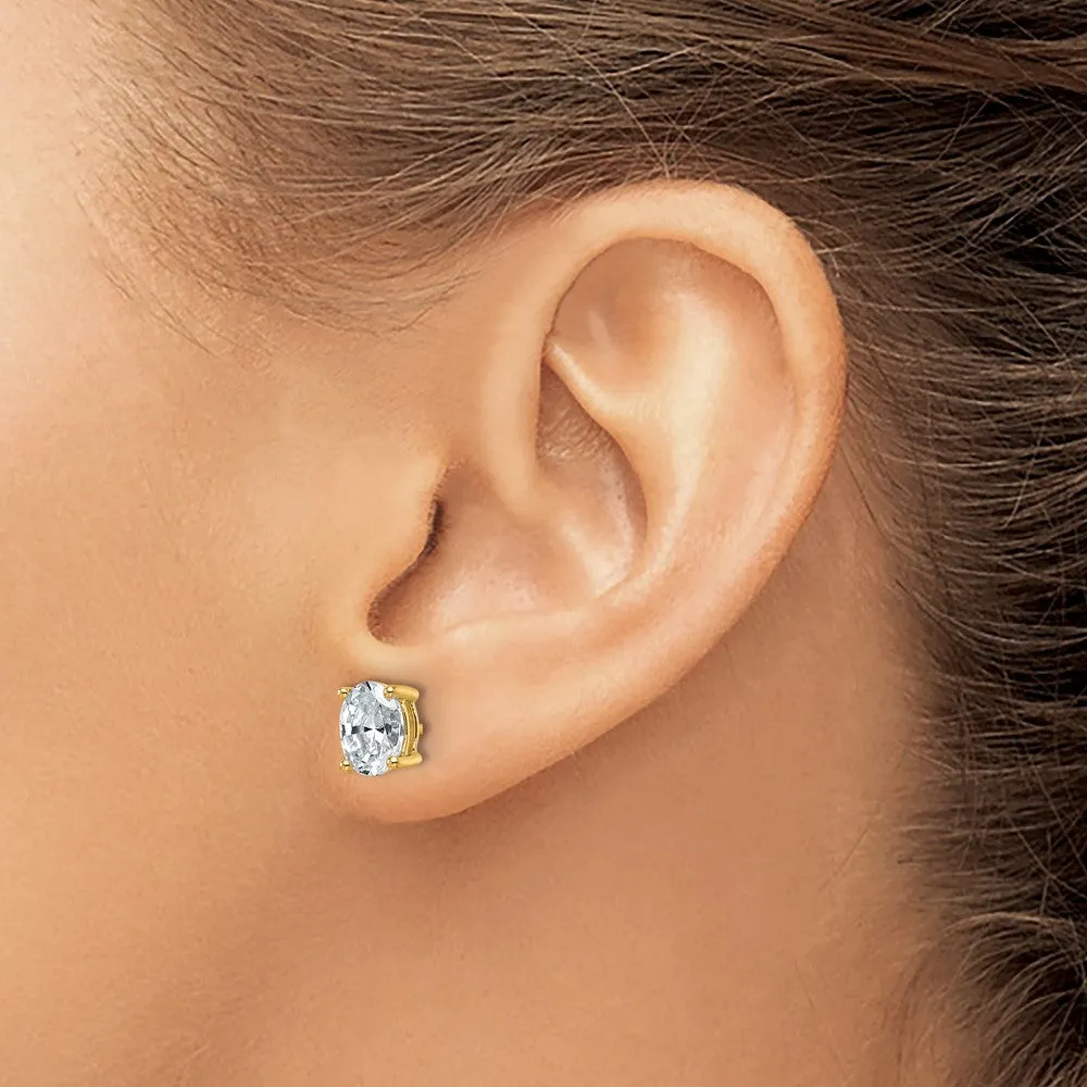14k Gold 1 1/2 ct Oval Lab Grown Diamond Stud Earrings VS Clarity, G-H Color