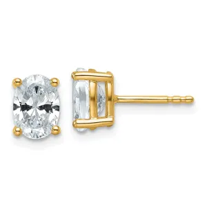 14k Gold 1 1/2 ct Oval Lab Grown Diamond Stud Earrings VS Clarity, G-H Color