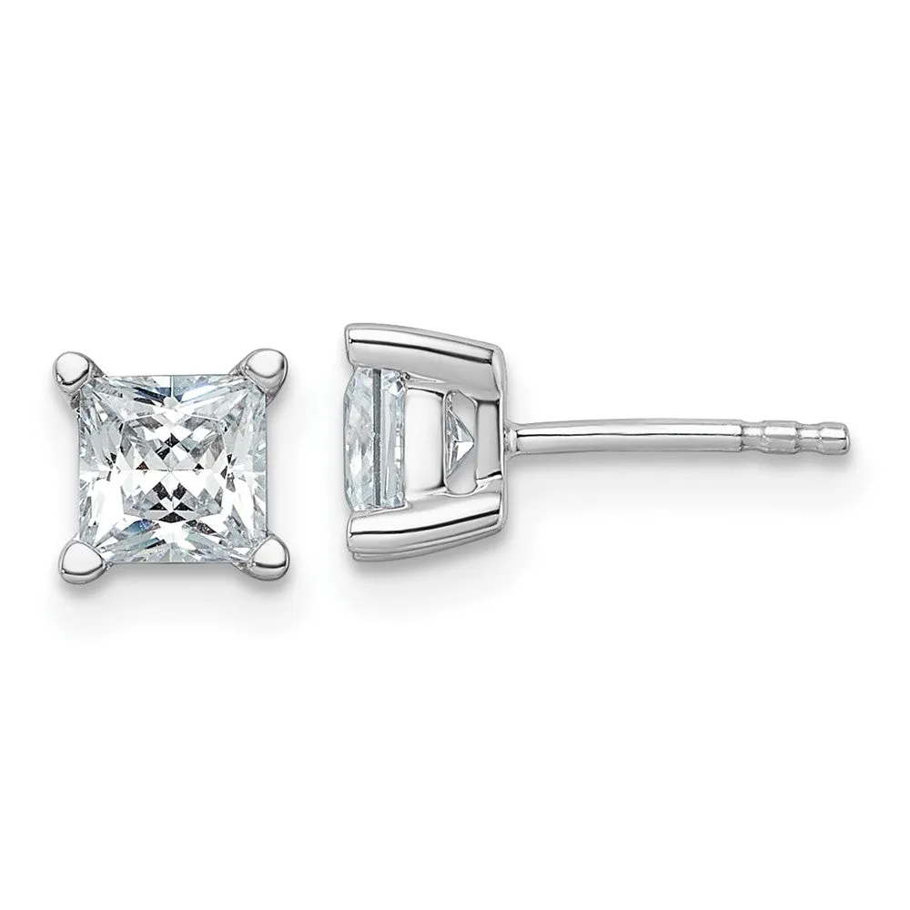 14k Gold 1 1/2 ct Princess Lab Grown Diamond Stud Earrings VS Clarity, D-E Color