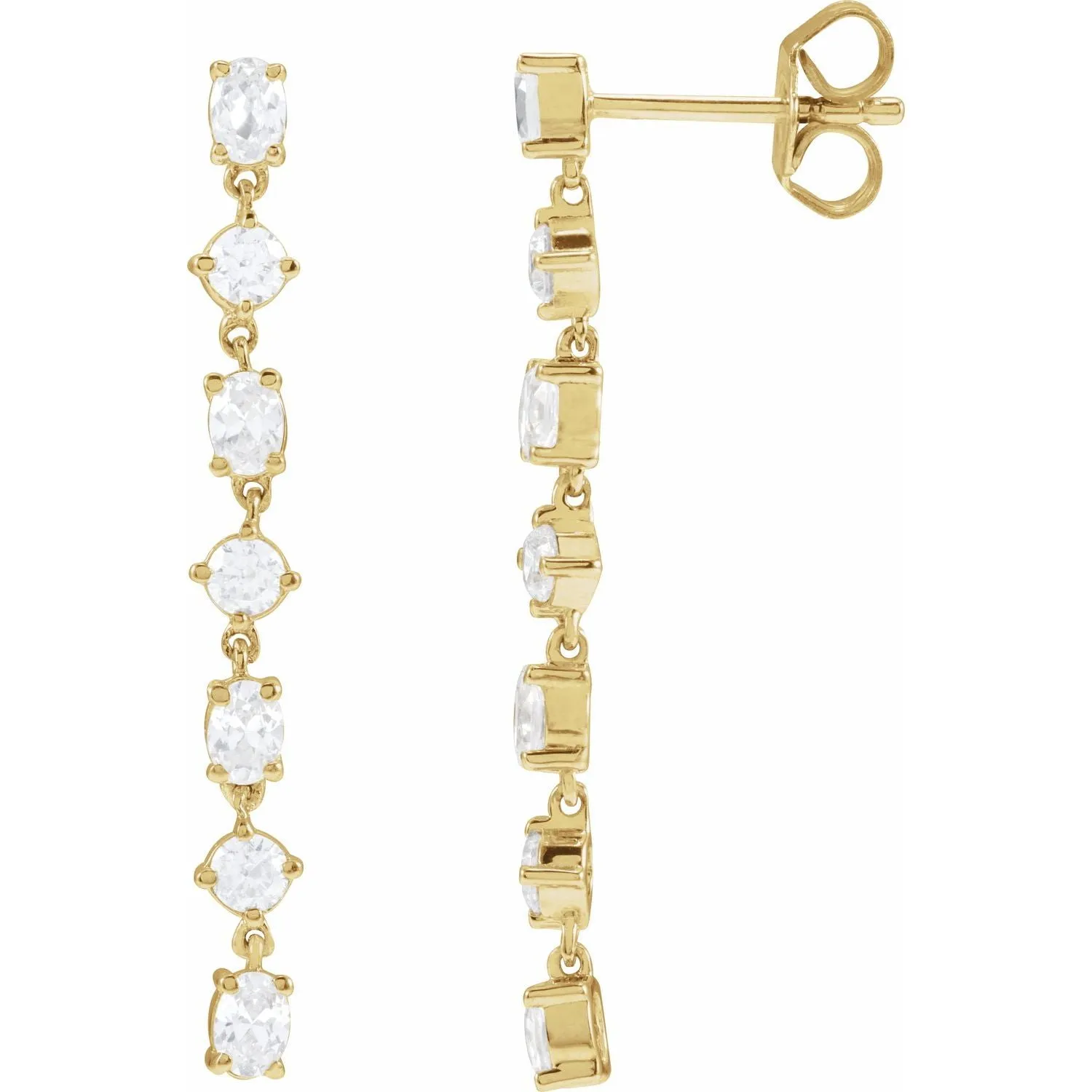14K Gold 1 1/5ct Lab-Grown Diamond Dangle Earrings Clarity SI, Color G-H