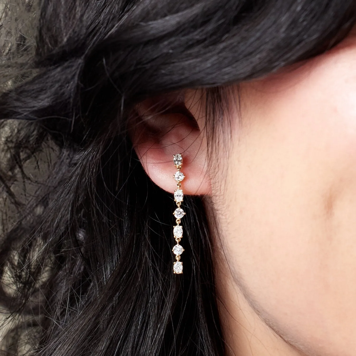 14K Gold 1 1/5ct Lab-Grown Diamond Dangle Earrings Clarity SI, Color G-H