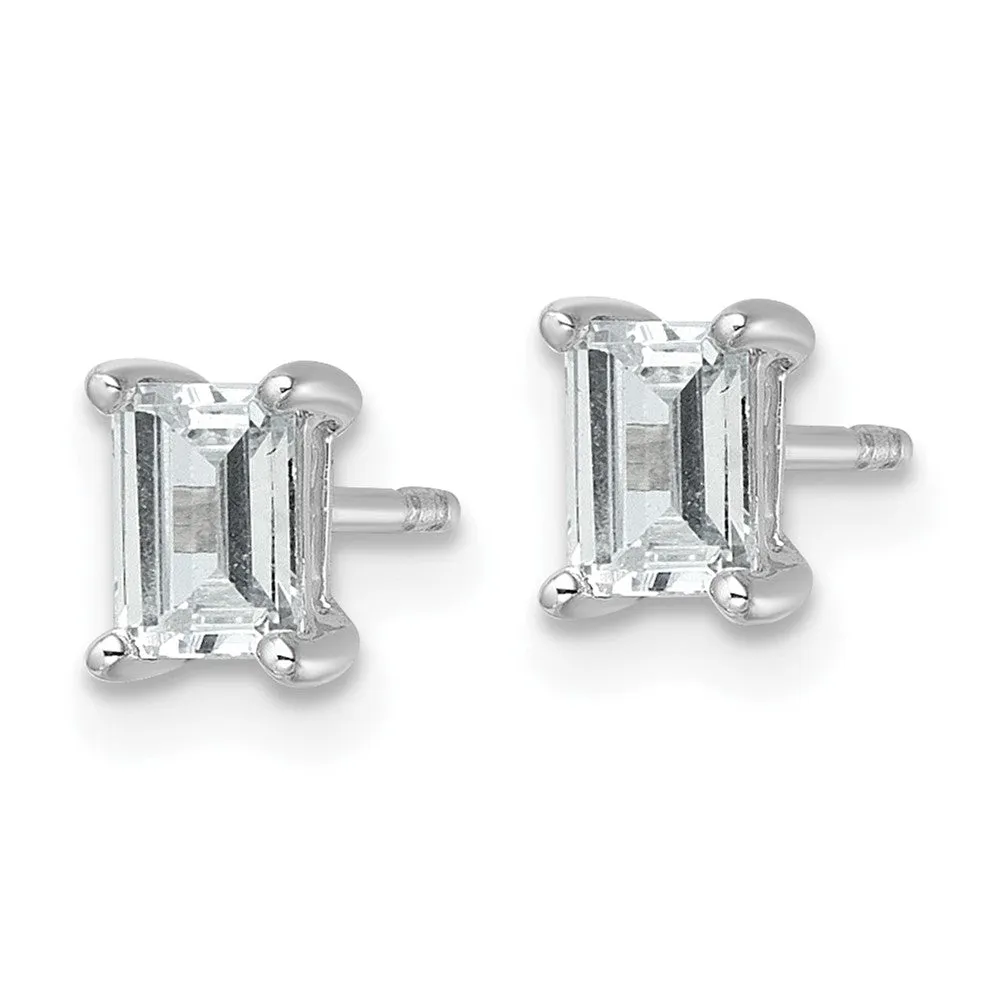 14k Gold 1 ct Emerald Lab Grown Diamond Stud Earrings VS Clarity, D-E Color