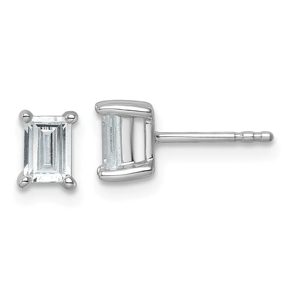 14k Gold 1 ct Emerald Lab Grown Diamond Stud Earrings VS Clarity, D-E Color