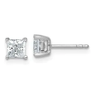 14k Gold 1 ct Princess Lab Grown Diamond Stud Earrings VS Clarity, D-E Color
