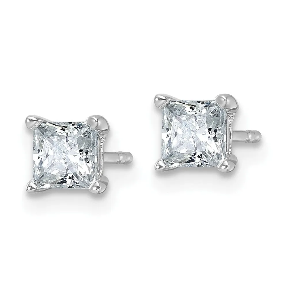 14k Gold 1 ct Princess Lab Grown Diamond Stud Earrings VS Clarity, D-E Color