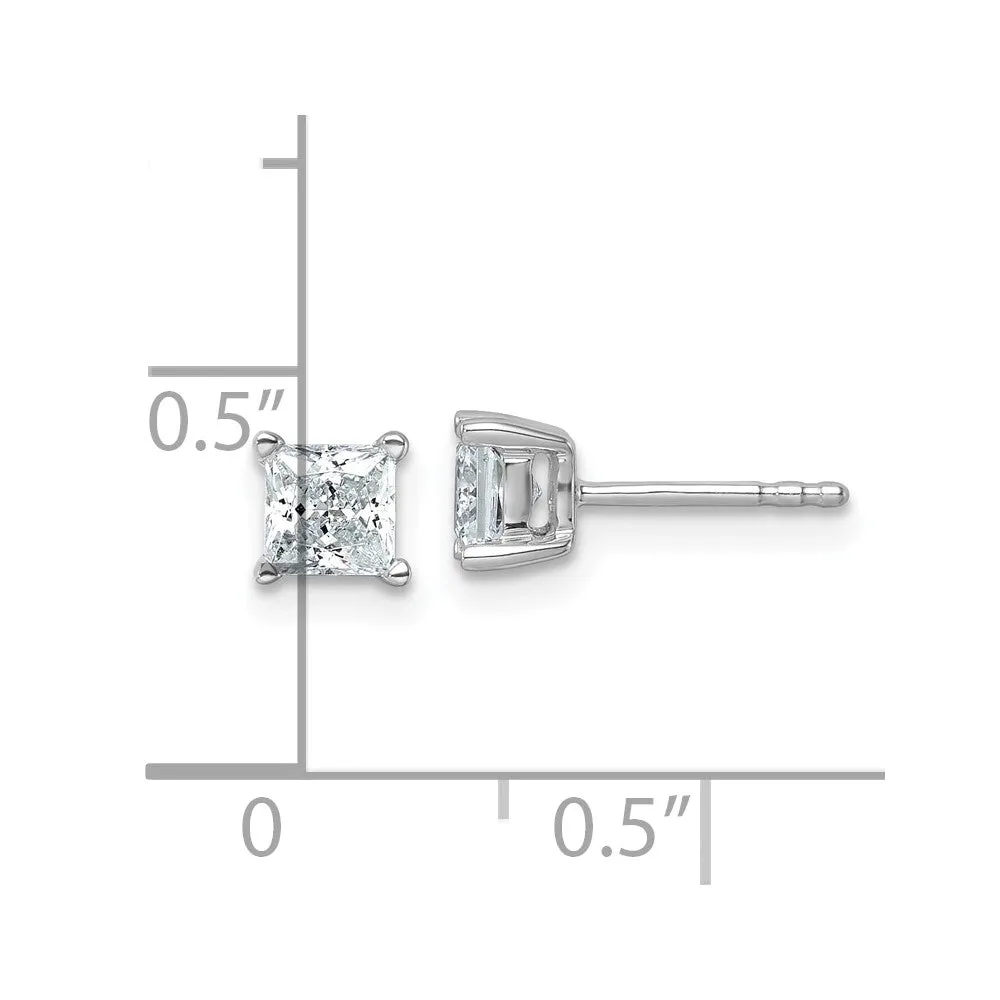 14k Gold 1 ct Princess Lab Grown Diamond Stud Earrings VS Clarity, D-E Color