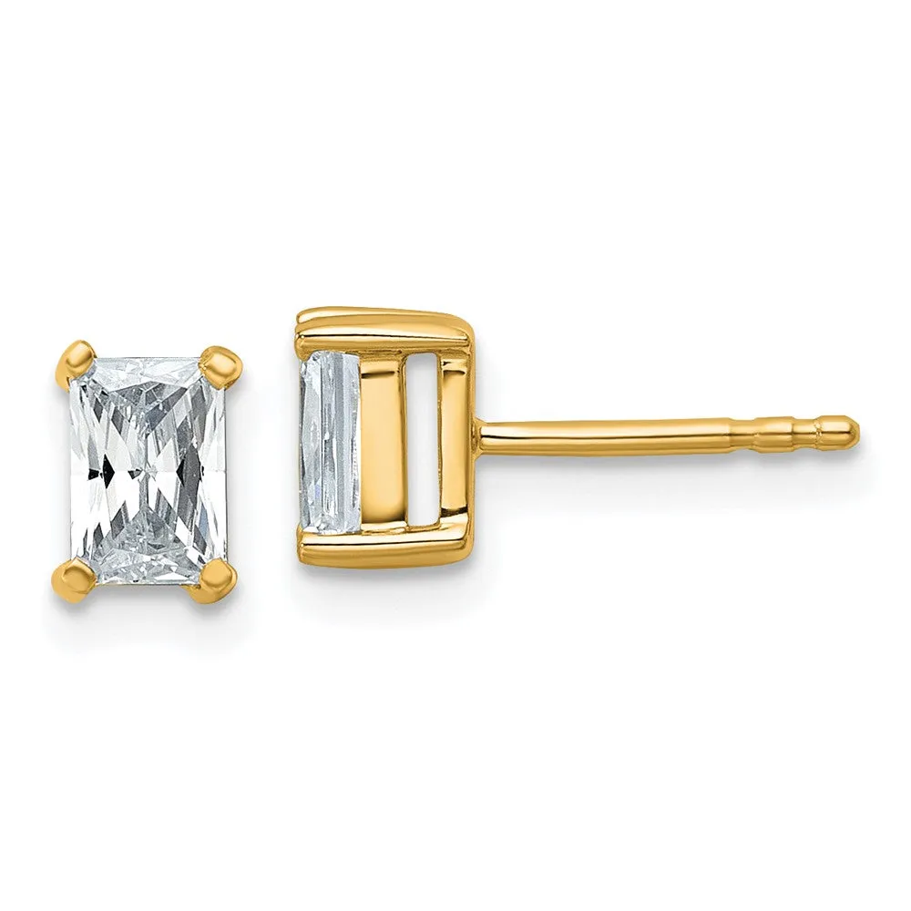 14k Gold 1 ct Radiant Lab Grown Diamond Stud Earrings VS Clarity, D-E Color